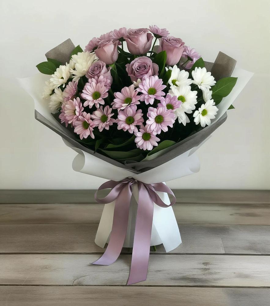 Букет цветов из: Хризантемы и Розы в Зубцове