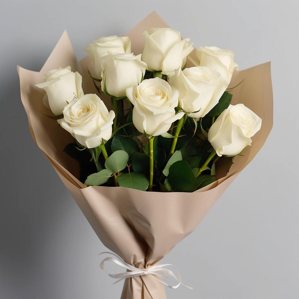 Букет 9 Белых роз Эдлесс Лав в Зубцове