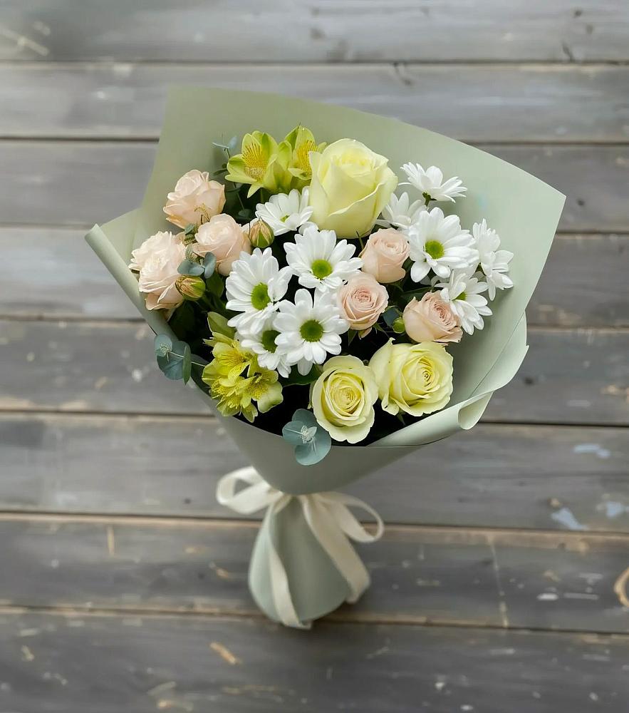 Букет цветов из: Альстромерии, Розы и Хризантемы в Зубцове