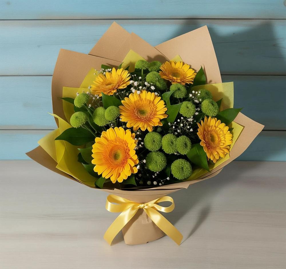 Букет цветов из: Герберы и Хризантемы в Зубцове