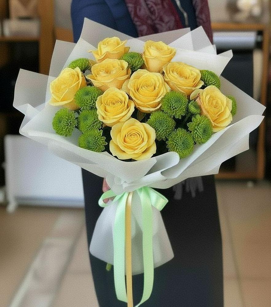 Букет цветов из: Хризантемы и Розы в Зубцове