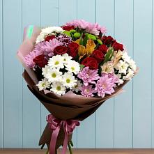 Букет цветов из:  Розы, Хризантемы и Альстромерии в Зубцове